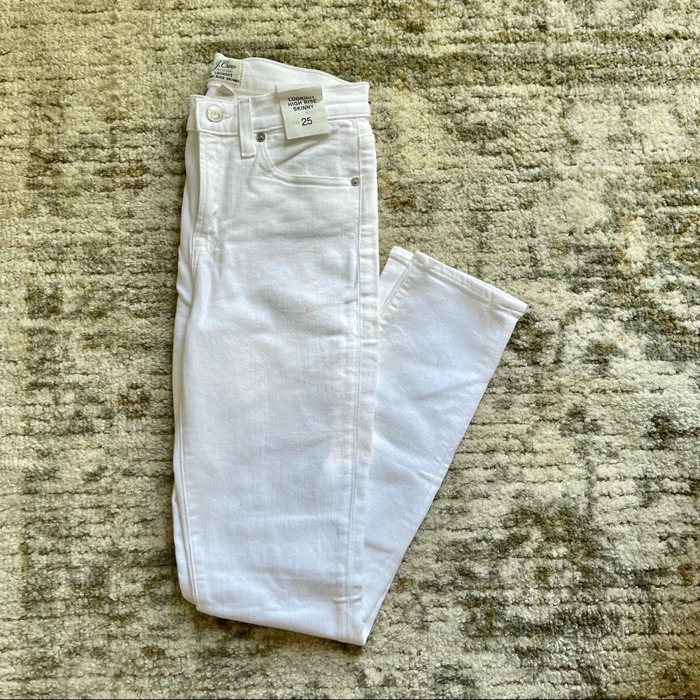 J Crew white high rise skinny’s jeans